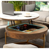 Elegant Sintered Stone Coffee Table with Stainless Steel Frame and PU Leather Linen Finish fjnl-2449