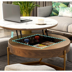 Elegant Sintered Stone Coffee Table with Stainless Steel Frame and PU Leather Linen Finish fjnl-2449