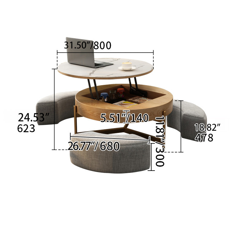 Elegant Sintered Stone Coffee Table with Stainless Steel Frame and PU Leather Linen Finish fjnl-2449