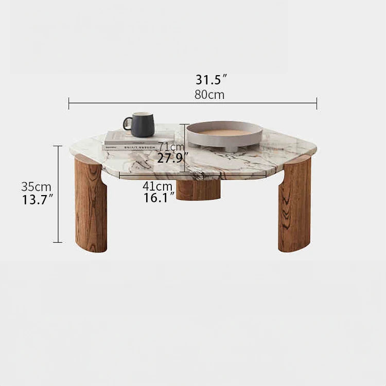 Modern Ash Wood Coffee Table with Marble Top - Elegant Living Room Centerpiece fjnw-4534