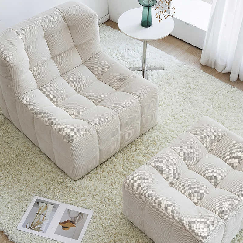 Luxurious Corduroy Beanbag Sofa with Ottoman for Cozy Living Spaces fjnw-4538