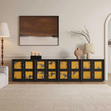 Vintage TV Stand in Pine Wood with Silk Decor - Perfect Design for Living Room fjnw-4544