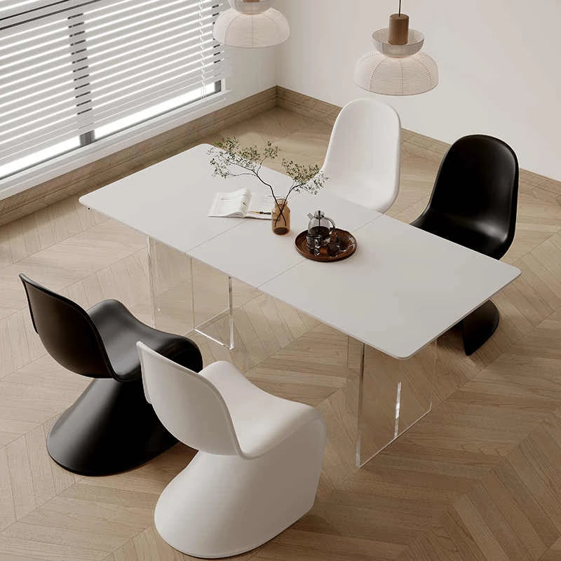 Modern Curved Dining Chairs - Sleek Plastic Abstract Design for Stylish Living Room fjnw-4546