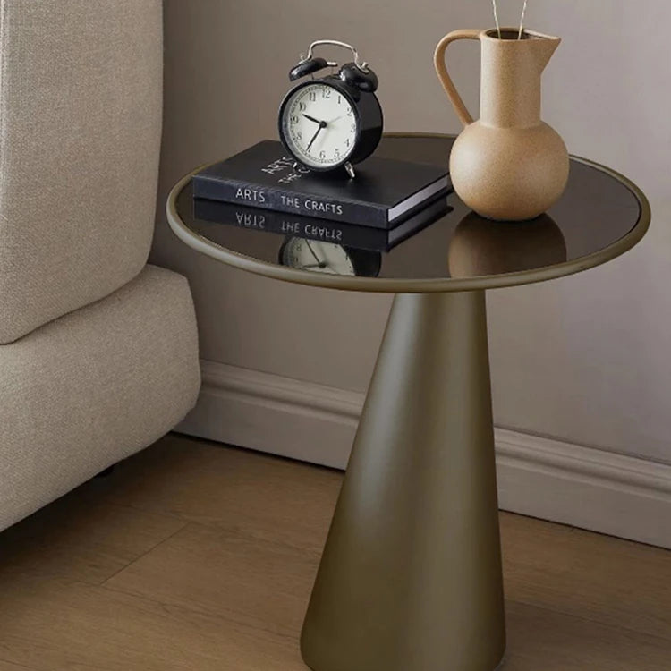 Modern Tempered Glass End Table with Sleek GFRP Base for Living Rooms fjnw-4548