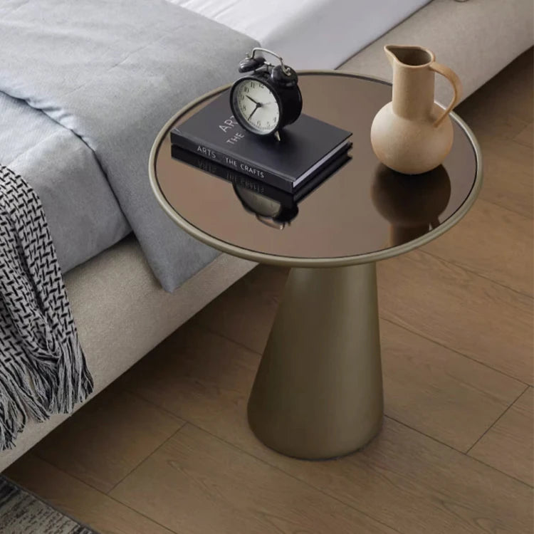 Modern Tempered Glass End Table with Sleek GFRP Base for Living Rooms fjnw-4548