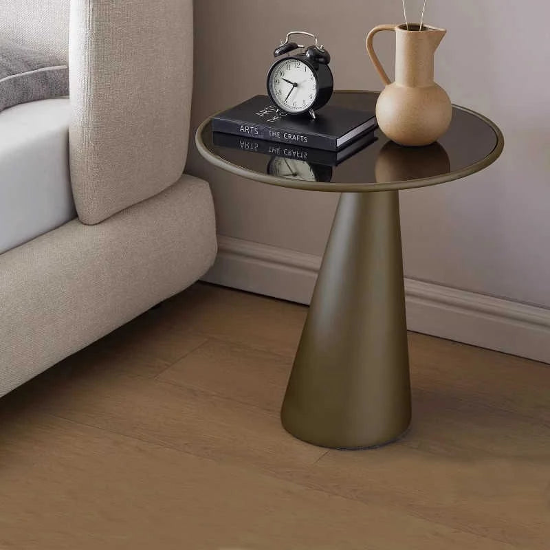 Modern Tempered Glass End Table with Sleek GFRP Base for Living Rooms fjnw-4548