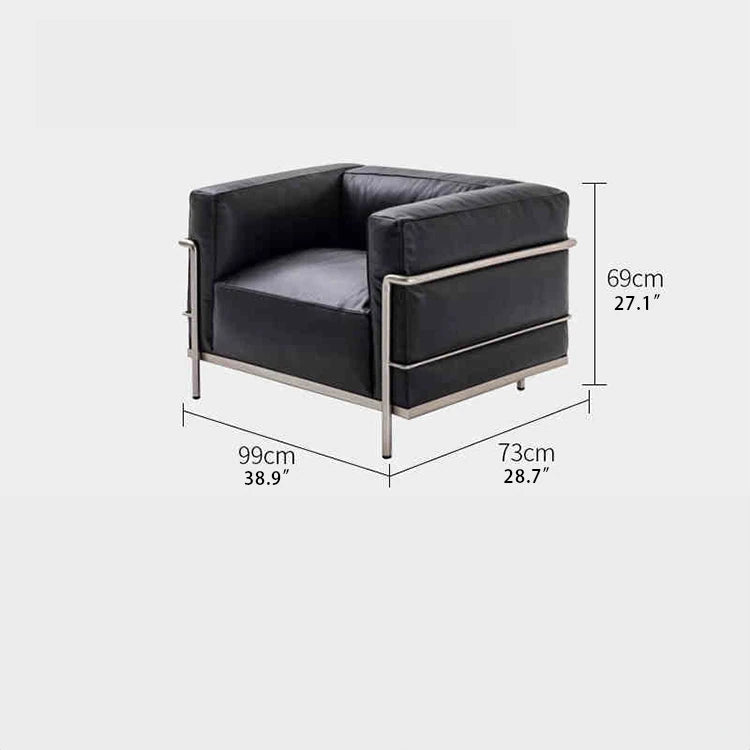 Luxurious PU Leather Single Seat Sofa with Stainless Base & Down Filling for Living Room fjnw-4549