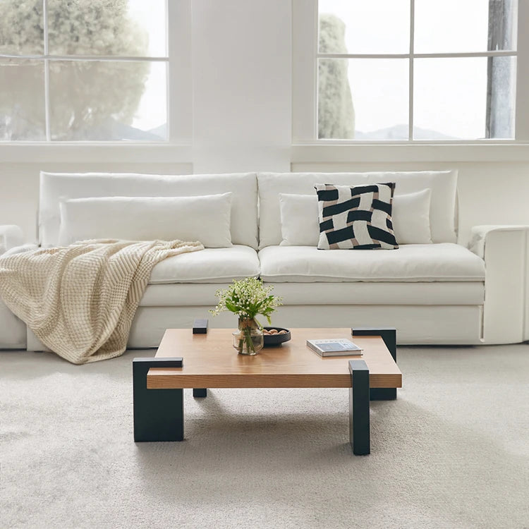 Modern Ash Wood Coffee Table with Sleek Black Legs - Perfect for Stylish Living Rooms fjnw-4550