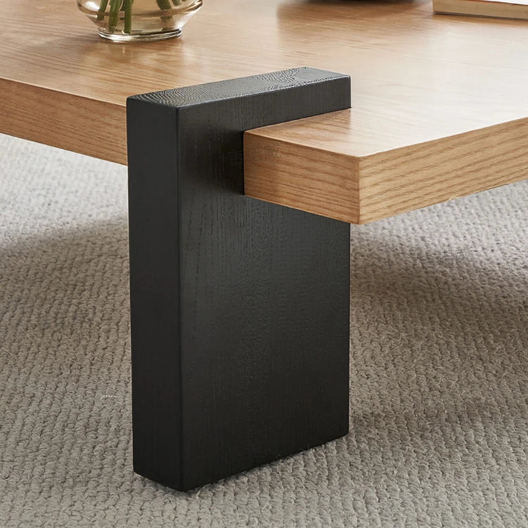 Modern Ash Wood Coffee Table with Sleek Black Legs - Perfect for Stylish Living Rooms fjnw-4550