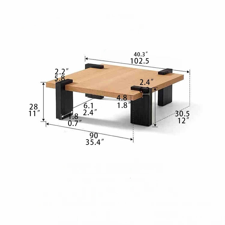 Modern Ash Wood Coffee Table with Sleek Black Legs - Perfect for Stylish Living Rooms fjnw-4550