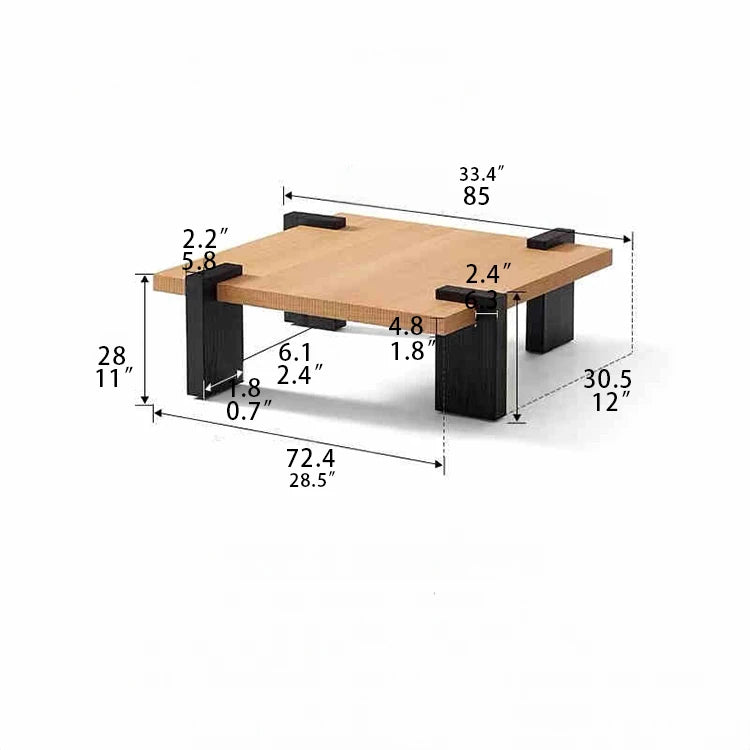 Modern Ash Wood Coffee Table with Sleek Black Legs - Perfect for Stylish Living Rooms fjnw-4550