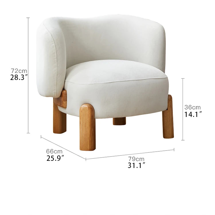 Elegant Ash Wood Accent Chair with Curved Back for Living Room fjnw-4554