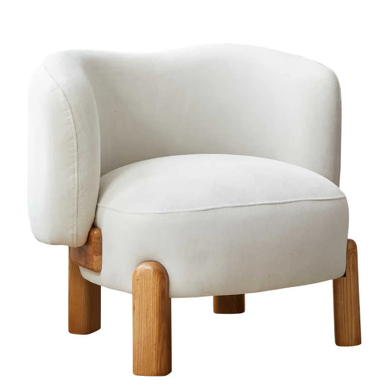 Elegant Ash Wood Accent Chair with Curved Back for Living Room fjnw-4554