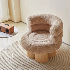 Cute Faux Lambswool Accent Chair with Multi-Layer Pine Base - Cozy Comfort Redefined fjnw-4555