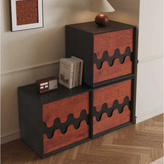 Stylish Oak Pine End Table - Modern Wave Design Storage Solution fjnw-4557