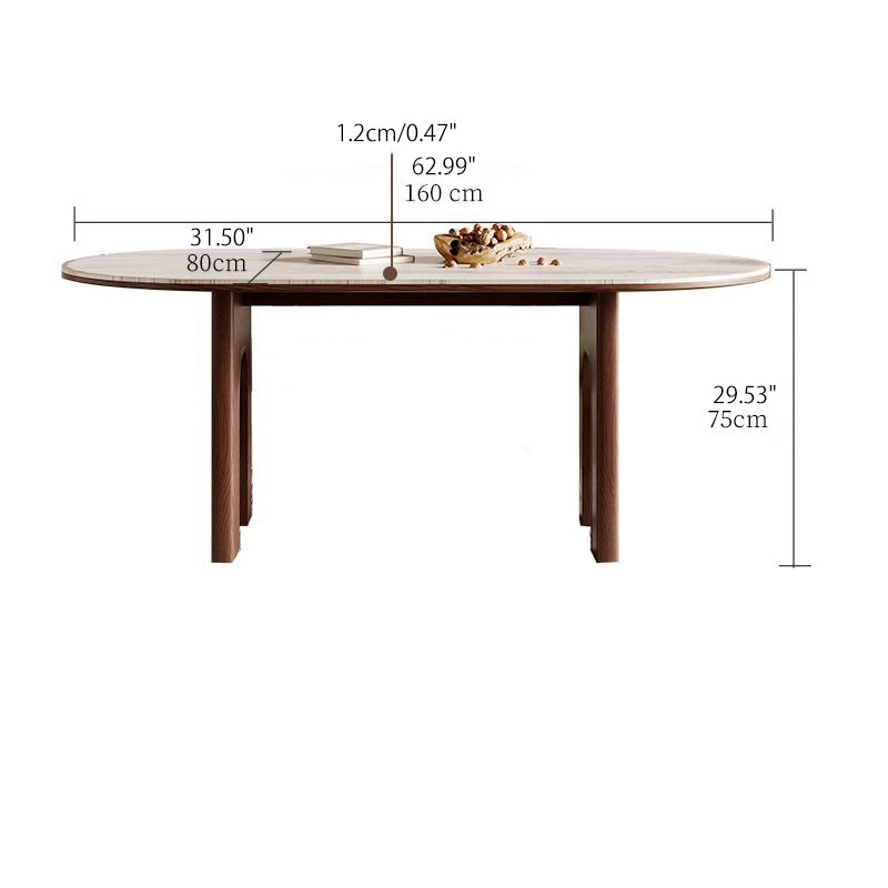 Durable Sintered Stone and Ash Wood Table - Stylish Modern Design fjx-2632