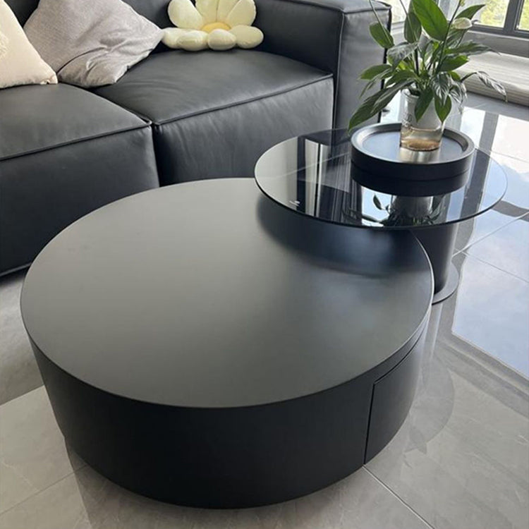 Solid Pine Wood Coffee Table with Tempered Glass and Carbon Steel Frame - Elegant Design for Modern Spaces fjx-2633
