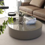 Solid Pine Wood Coffee Table with Tempered Glass and Carbon Steel Frame - Elegant Design for Modern Spaces fjx-2633