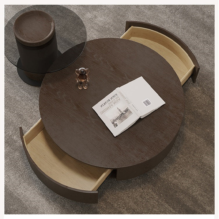 Solid Pine Wood Coffee Table with Tempered Glass and Carbon Steel Frame - Elegant Design for Modern Spaces fjx-2633