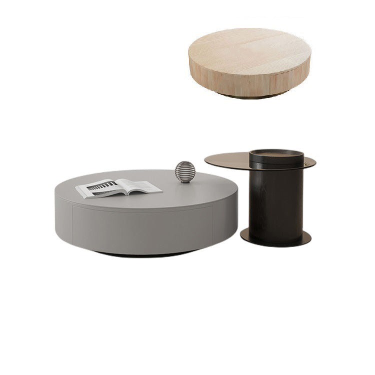 Solid Pine Wood Coffee Table with Tempered Glass and Carbon Steel Frame - Elegant Design for Modern Spaces fjx-2633