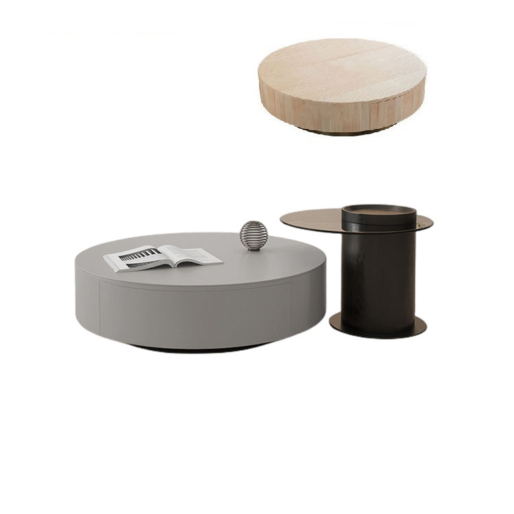 Solid Pine Wood Coffee Table with Tempered Glass and Carbon Steel Frame - Elegant Design for Modern Spaces fjx-2633