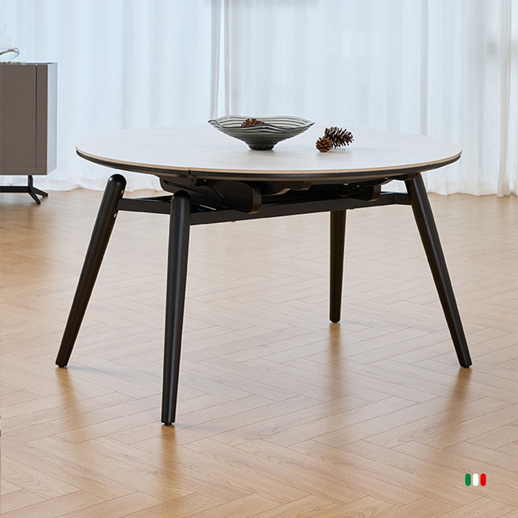 Sleek Sintered Stone Table with Oak Wood Finish | Modern Luxury Furniture fjx-2635