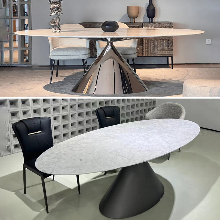 Luxurious Table with Marble Top and Carbon Steel Base for Modern Interiors fjx-2639