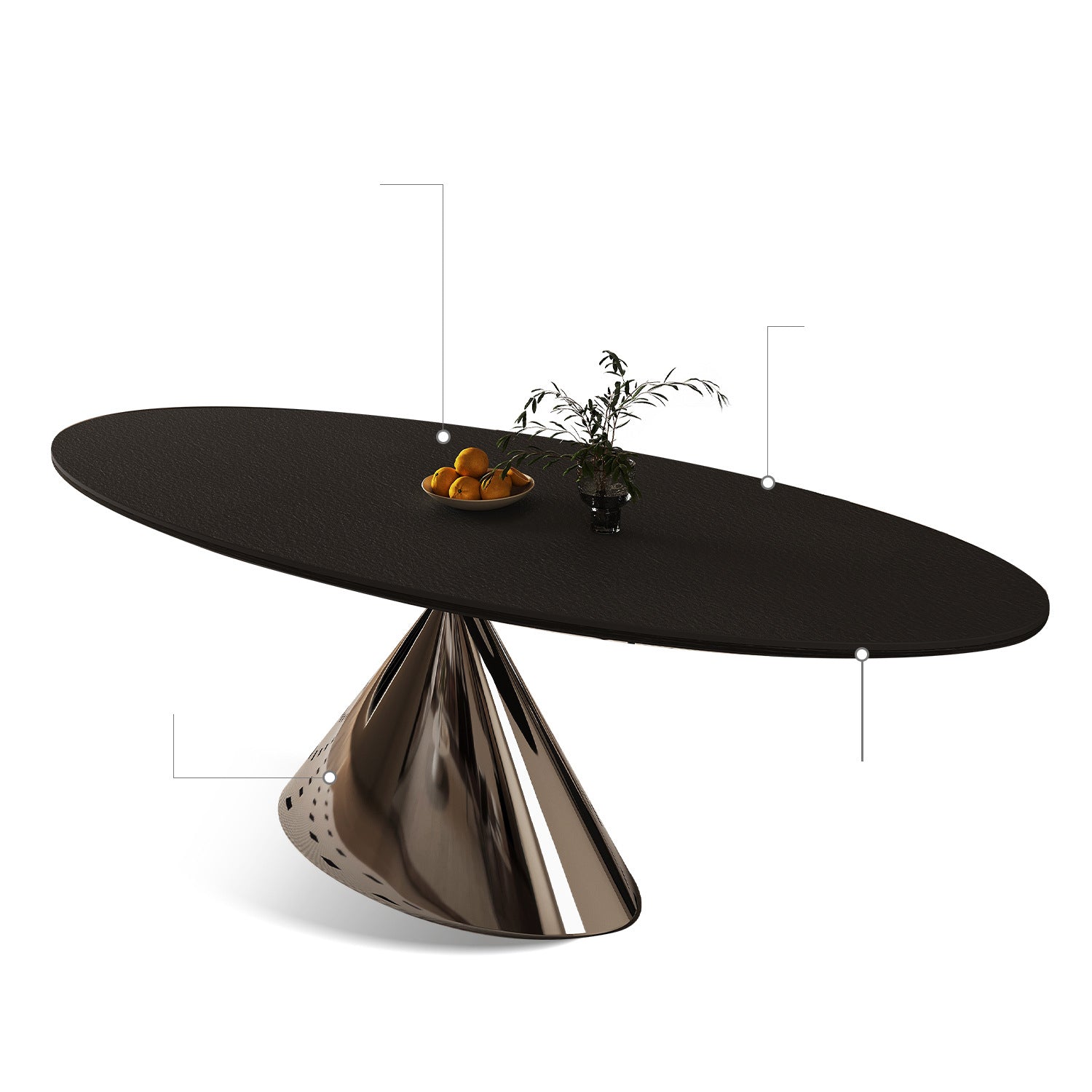 Luxurious Table with Marble Top and Carbon Steel Base for Modern Interiors fjx-2639