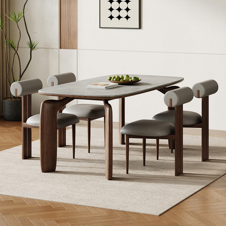 Elegant Ash Wood Table with Durable Sintered Stone Top fjx-2660