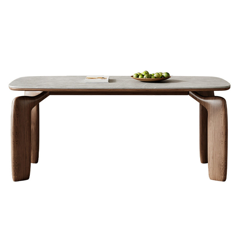 Elegant Ash Wood Table with Durable Sintered Stone Top fjx-2660