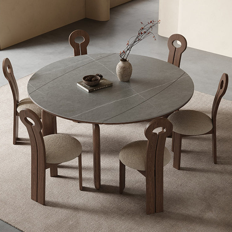 Modern Ash Wood Table with Elegant Sintered Stone Top fjx-2661