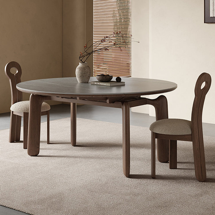 Modern Ash Wood Table with Elegant Sintered Stone Top fjx-2661