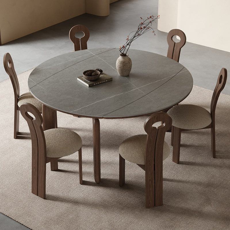 Modern Ash Wood Table with Elegant Sintered Stone Top fjx-2661