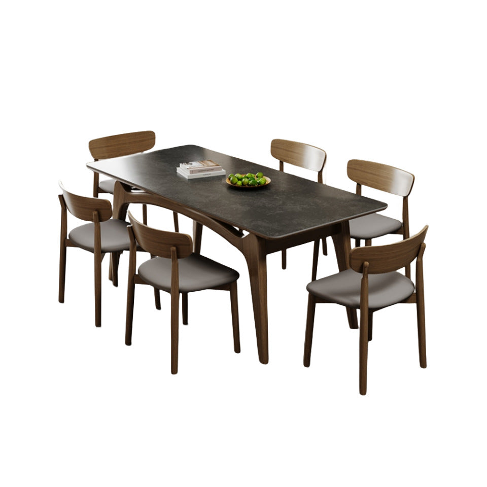 Elegant Ash Wood & Sintered Stone Table for Modern Living Spaces fjx-2662