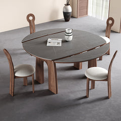 Elegant Ash Wood Table with Sintered Stone Top for Modern Interiors fjx-2663