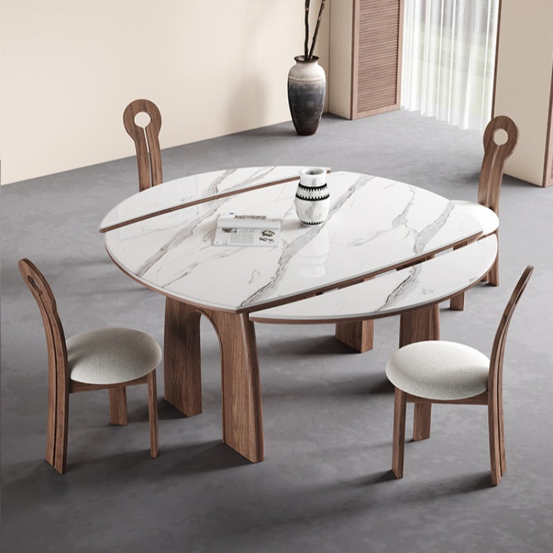 Elegant Ash Wood Table with Sintered Stone Top for Modern Interiors fjx-2663