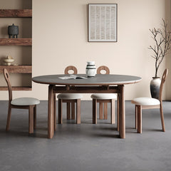 Elegant Ash Wood Table with Sintered Stone Top for Modern Interiors fjx-2663