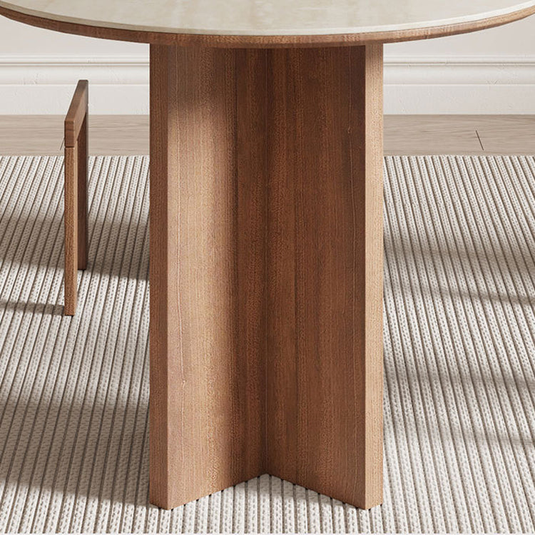 Solid Wood Sintered Stone Table – Elegant and Durable Dining Solution fjx-2664