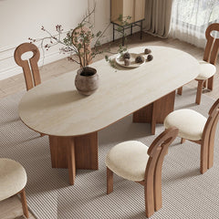 Solid Wood Sintered Stone Table – Elegant and Durable Dining Solution fjx-2664