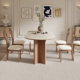 Solid Wood Sintered Stone Dining Table - Elegant and Durable Solution fjx-2664