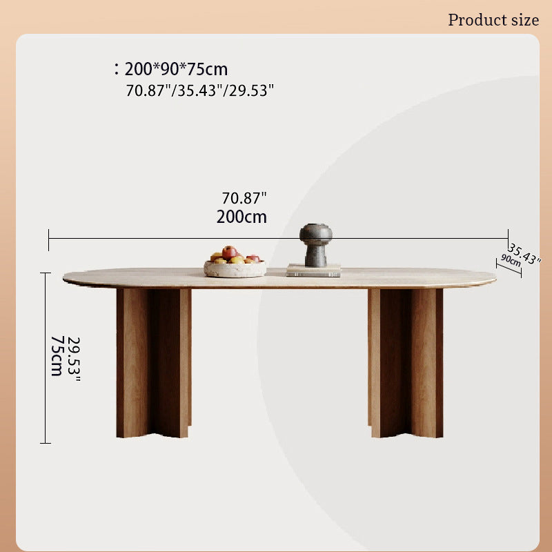 Solid Wood Sintered Stone Table – Elegant and Durable Dining Solution fjx-2664