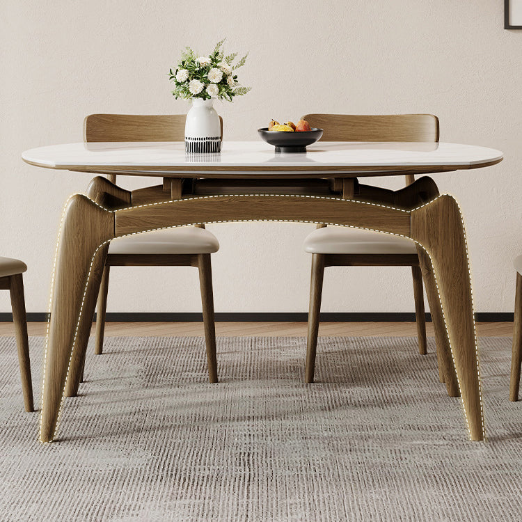 Solid Wood & Sintered Stone Table - Elegant and Durable Dining Furniture fjx-2665