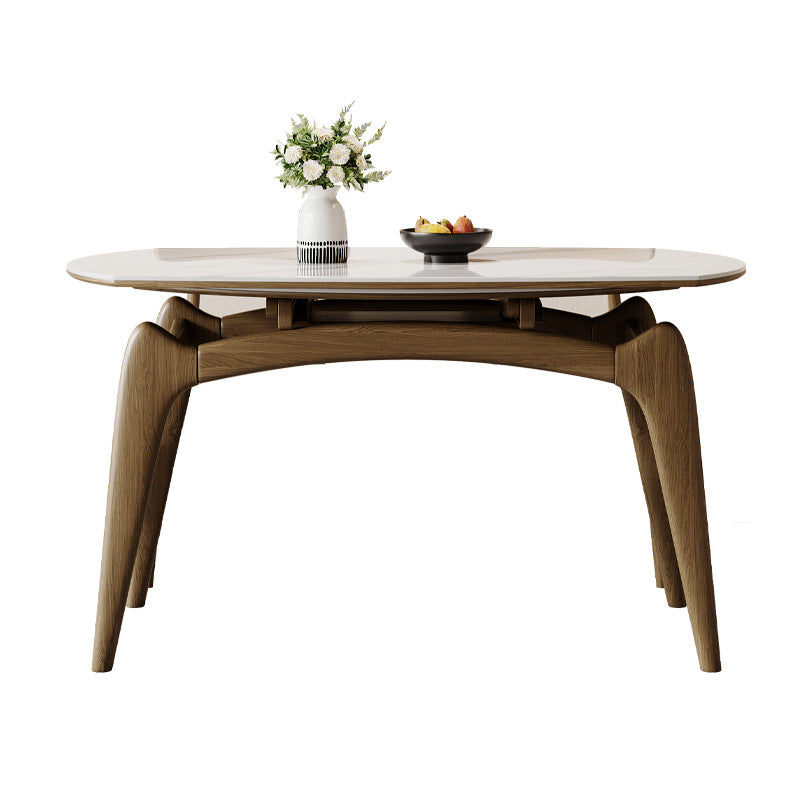 Solid Wood & Sintered Stone Table - Elegant and Durable Dining Furniture fjx-2665