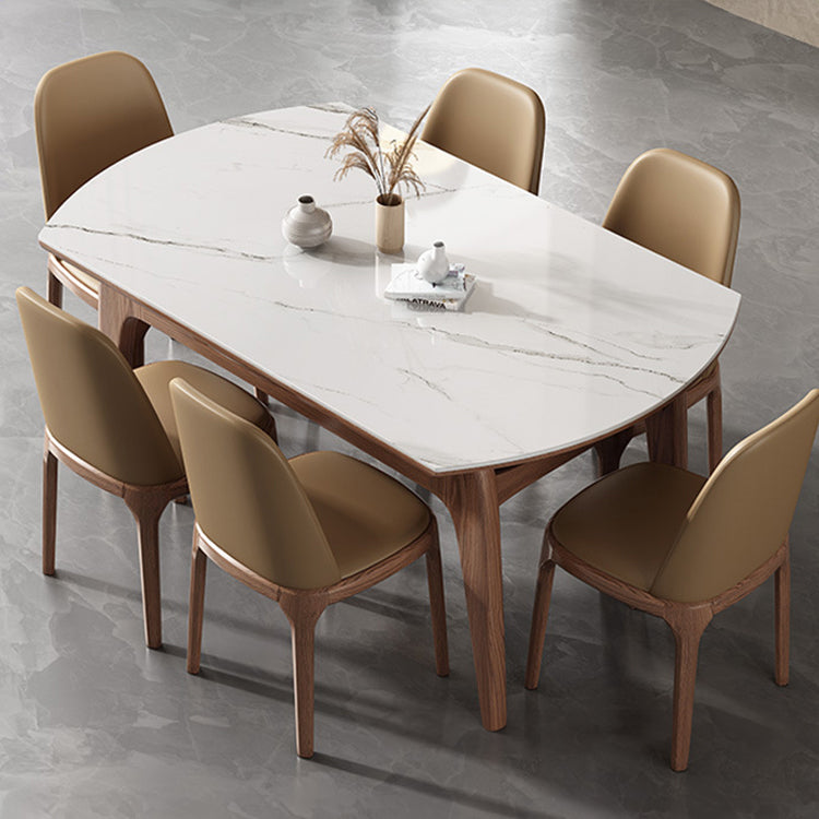 Modern Ash & Oak Wood Dining Table with Sintered Stone Top fjx-2667