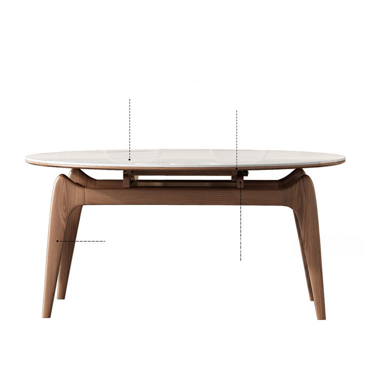 Modern Ash & Oak Wood Dining Table with Sintered Stone Top fjx-2667