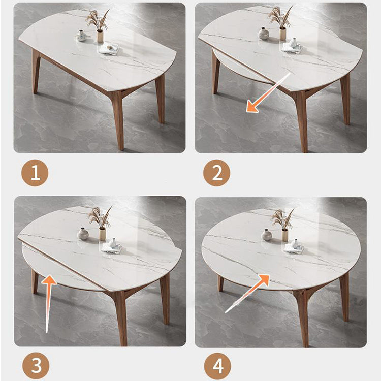 Modern Ash & Oak Wood Dining Table with Sintered Stone Top fjx-2667