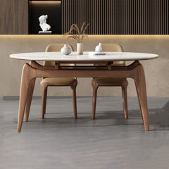 Modern Ash & Oak Wood Dining Table with Sintered Stone Top fjx-2667