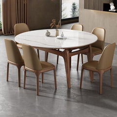 Modern Ash & Oak Wood Dining Table with Sintered Stone Top fjx-2667