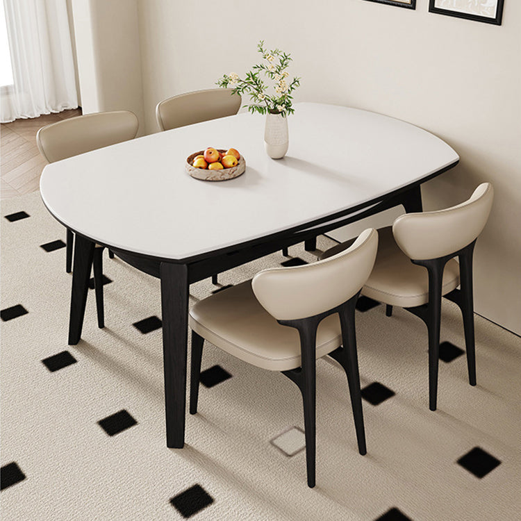 Elegant Ash Wood Table with Sintered Stone Top - Modern & Durable Dining Table fjx-2672