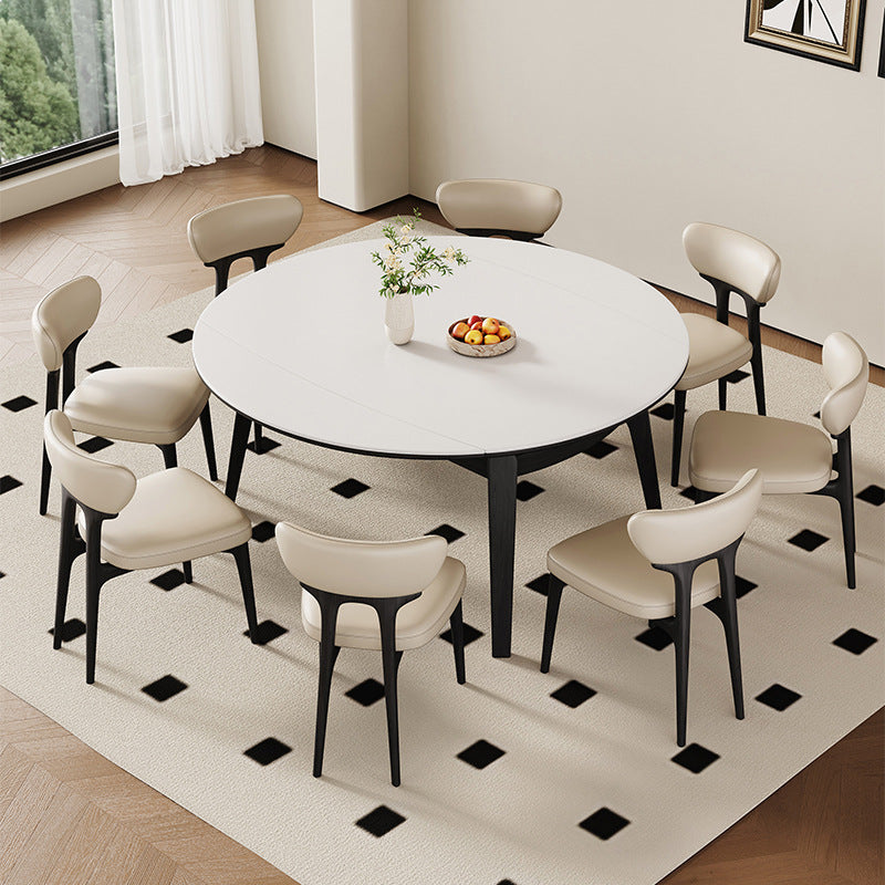 Elegant Ash Wood Table with Sintered Stone Top - Modern & Durable Dining Table fjx-2672